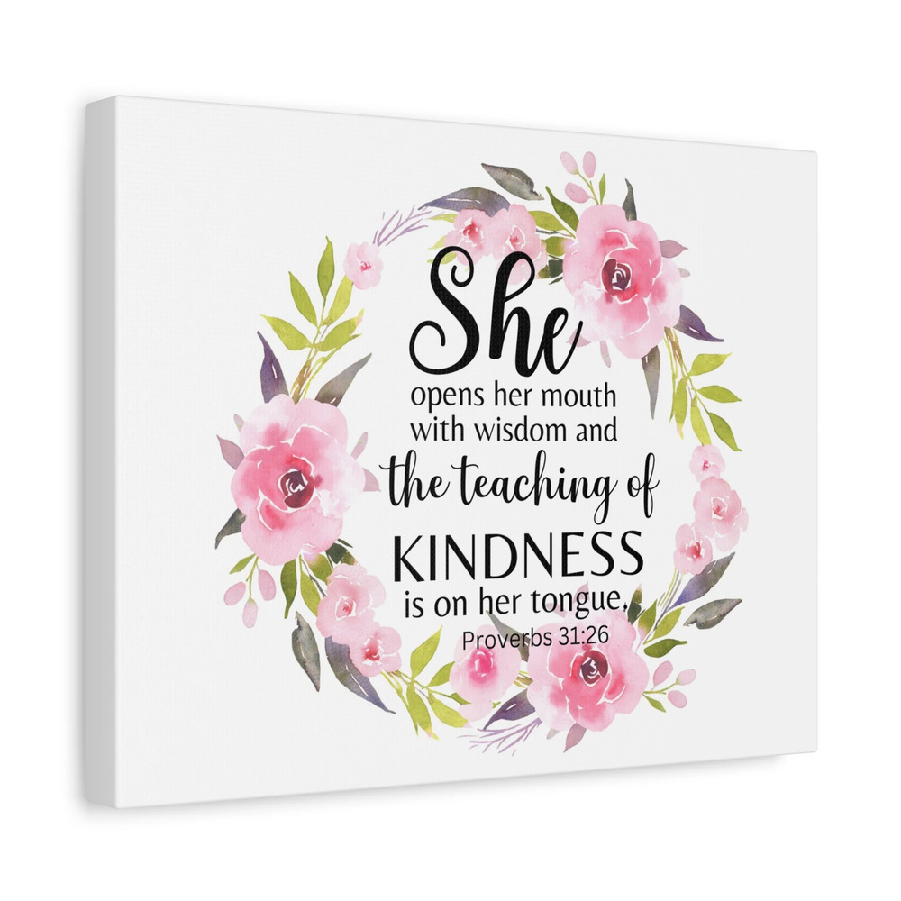 Scripture Walls Proverbs 31:26 She Teaches Kindness Bible Verse Canvas